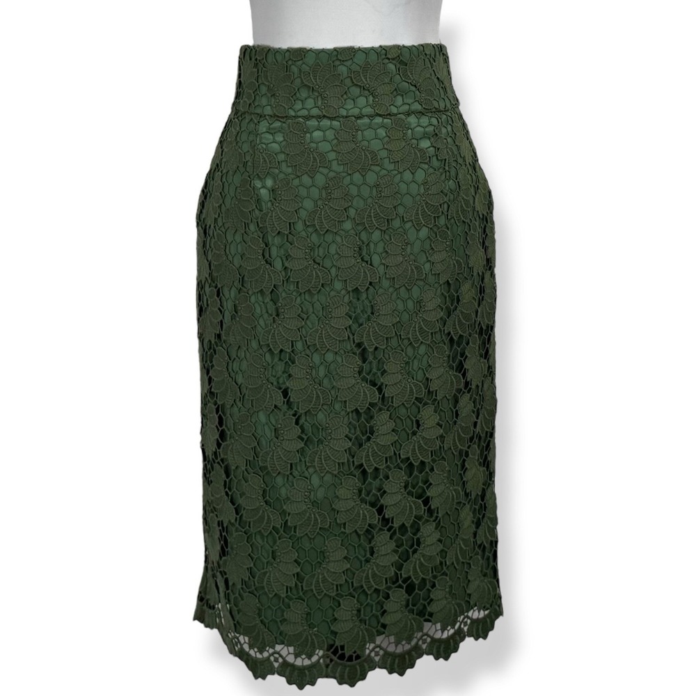 NEW Antonio Melani Bertie High Rise Pencil Skirt Size 2 Crochet Lace Green $119‎